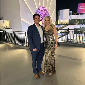 Elegant Gold and Black Sequin Gown